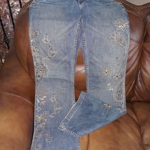 Embroidered  Flare Leg Jeans